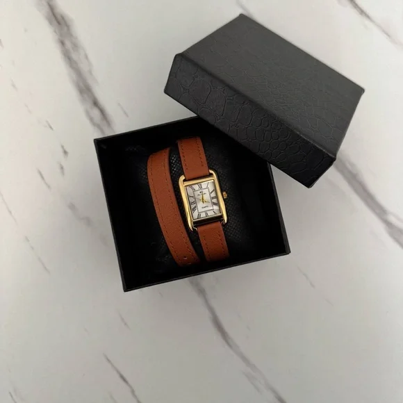 Retro Y2K Brown Leather long band Women's Vintage Watch Gift Stainless Steel - Picture 2 of 6